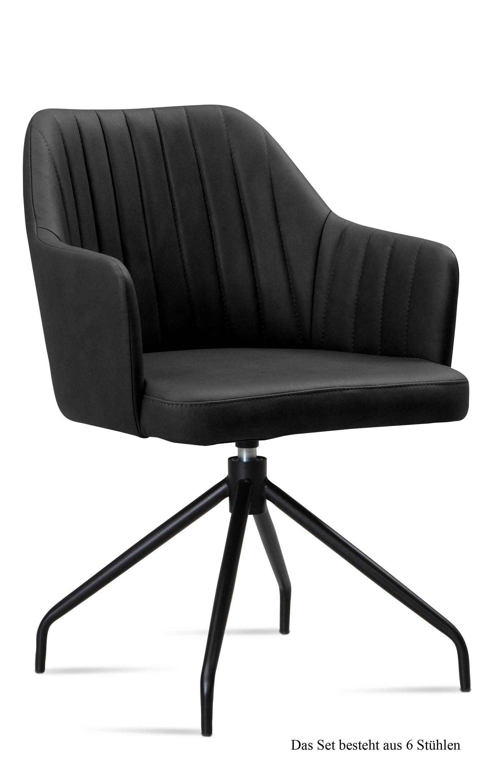 ARMLEHNSTUHL drehbar (6er-Set) Dorena 58x81x60 Schwarz/Anthrazit - Anthrazit/Schwarz, Kunststoff (60/81/58cm) - 58aufmkessel