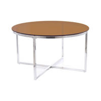 COUCHTISCH Crystal Bernsteinfarben / Silber 80 / 80 / 45cm - Silberfarben/Braun, Glas/Holz (80/80/45cm) - Feldmann-Wohnen