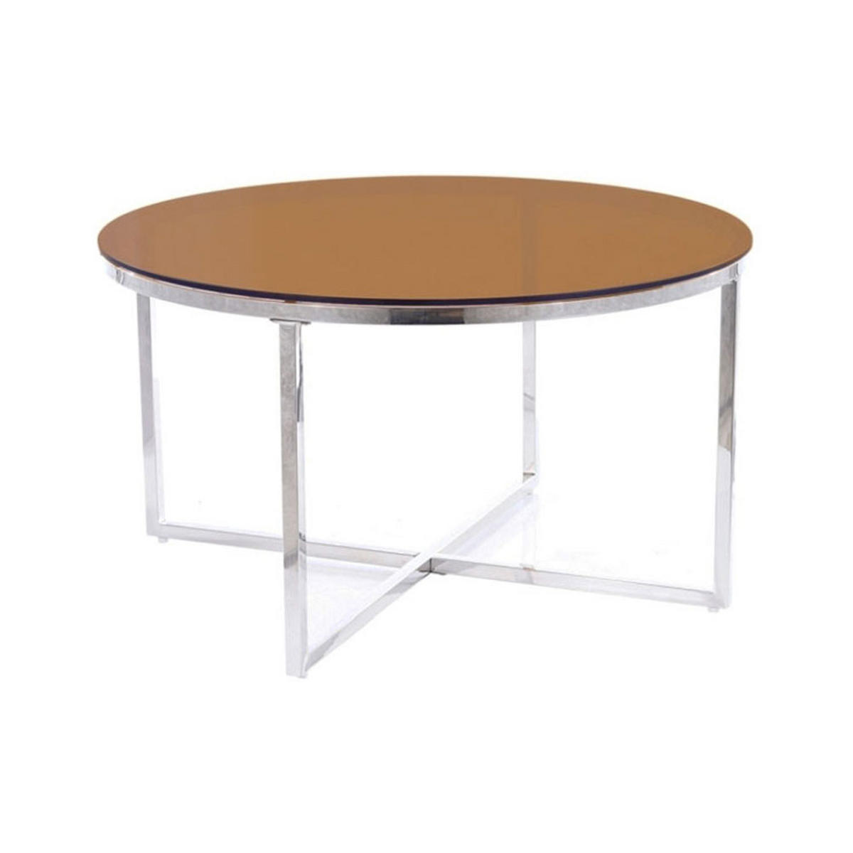 COUCHTISCH Crystal Bernsteinfarben / Silber 80 / 80 / 45cm - Silberfarben/Braun, Glas/Holz (80/80/45cm) - Feldmann-Wohnen