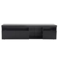 TV-LOWBOARD aus MDF 180x35x48 cm Schwarz mit LED-Beleuchtung und Hochglanz-Front - Schwarz, Holzwerkstoff (180/48/35cm) - Modfu