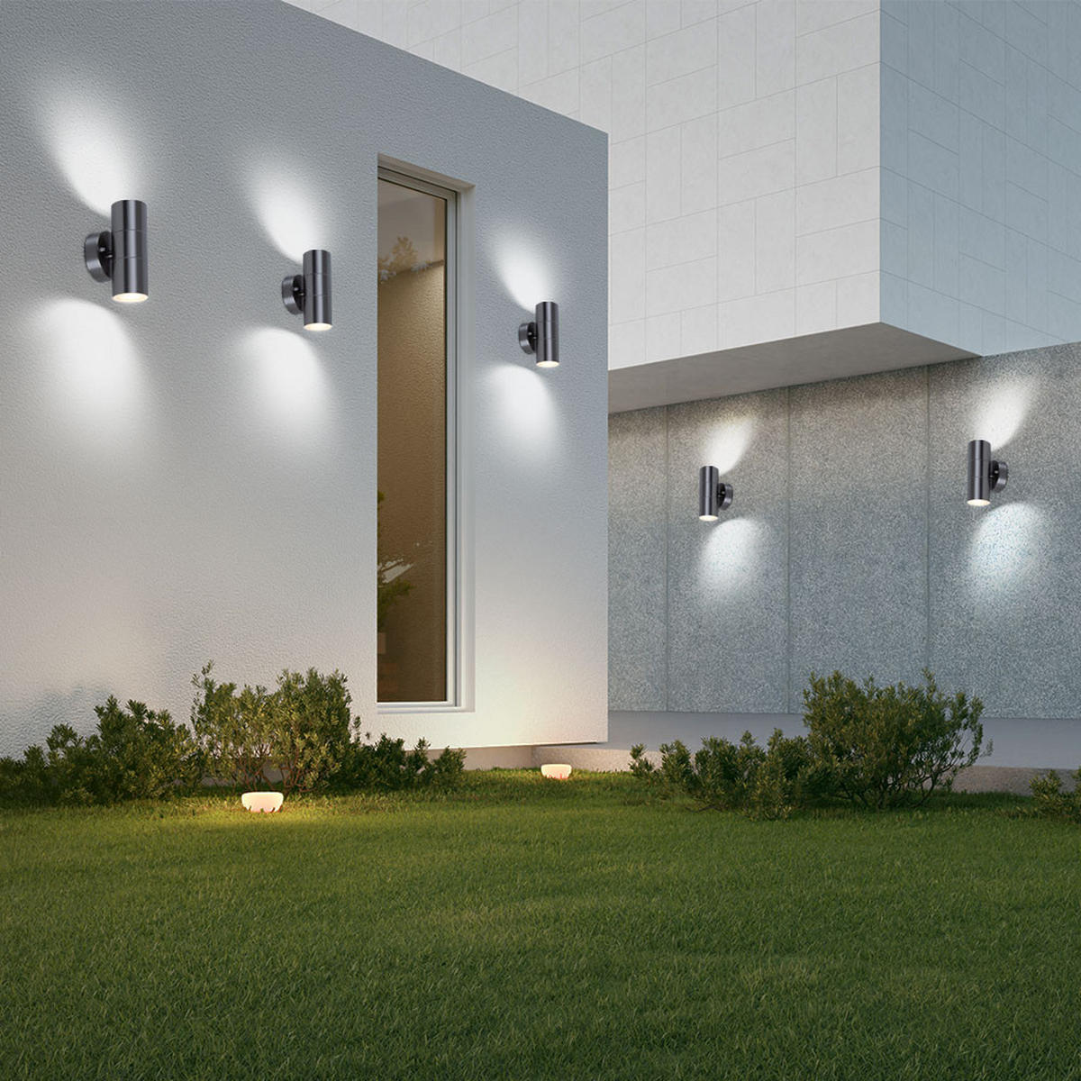 LED AUSSEN-WANDLEUCHTE Edelstahl Silber - Silberfarben, Metall (8.5/16.3/9.3cm)