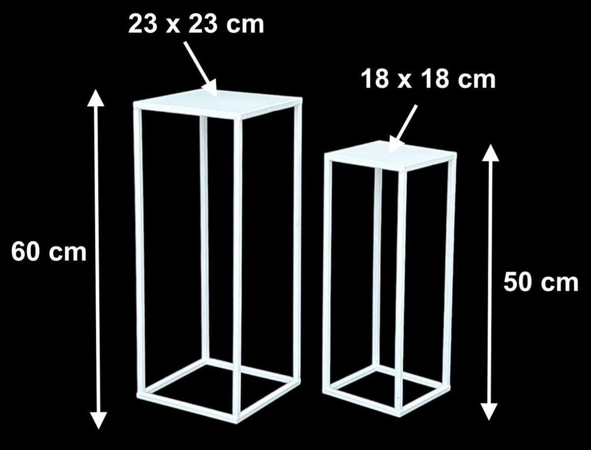 BLUMENHOCKER Metall Weiß Eckig 2er Set - Weiß, Metall (23/60/23cm) - DanDiBo