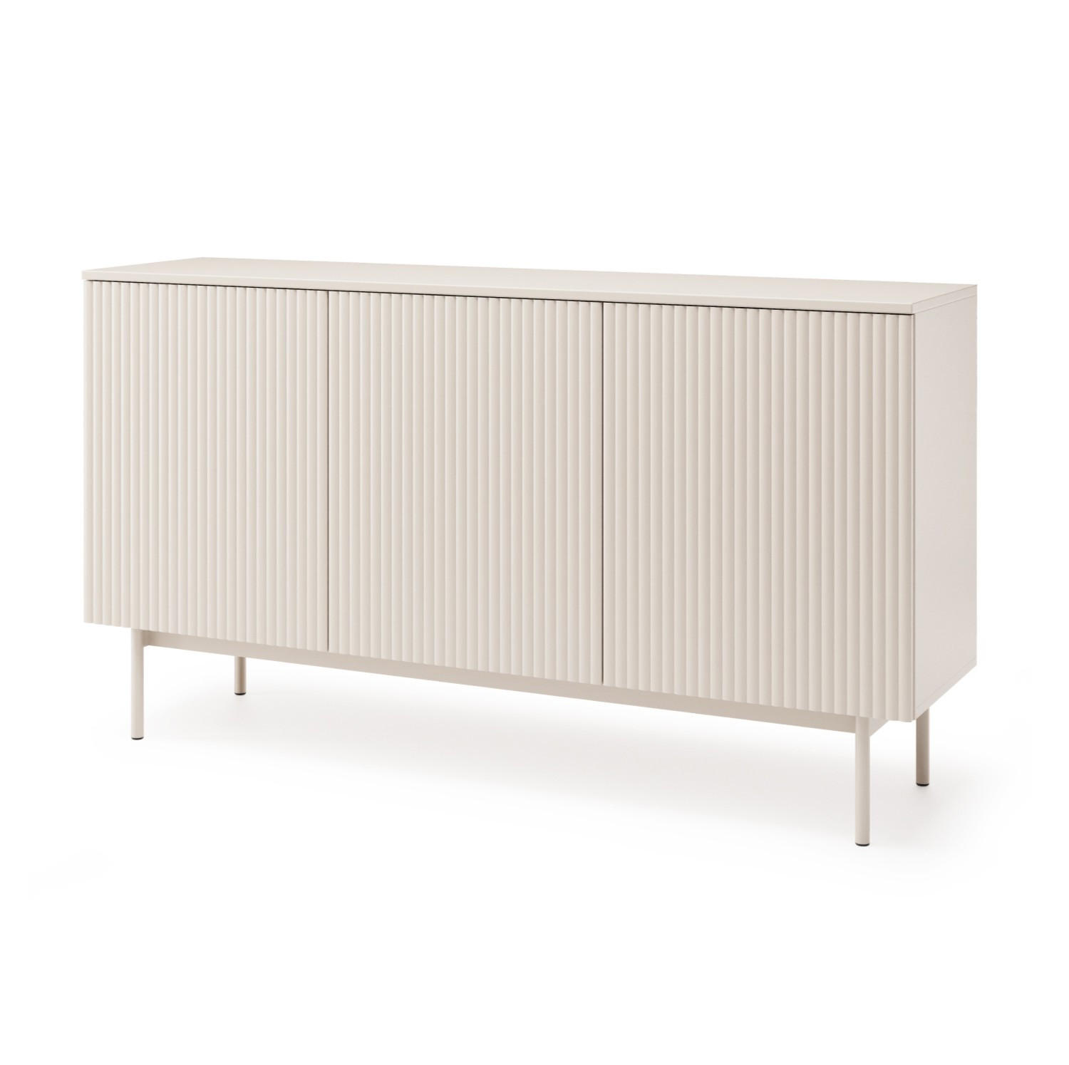 KOMMODE Soft mit 3 Türen und geriffelten Fronten, Kaschmir - Kaschmir, Holzwerkstoff/Metall (150/83/38cm) - Beautysofa