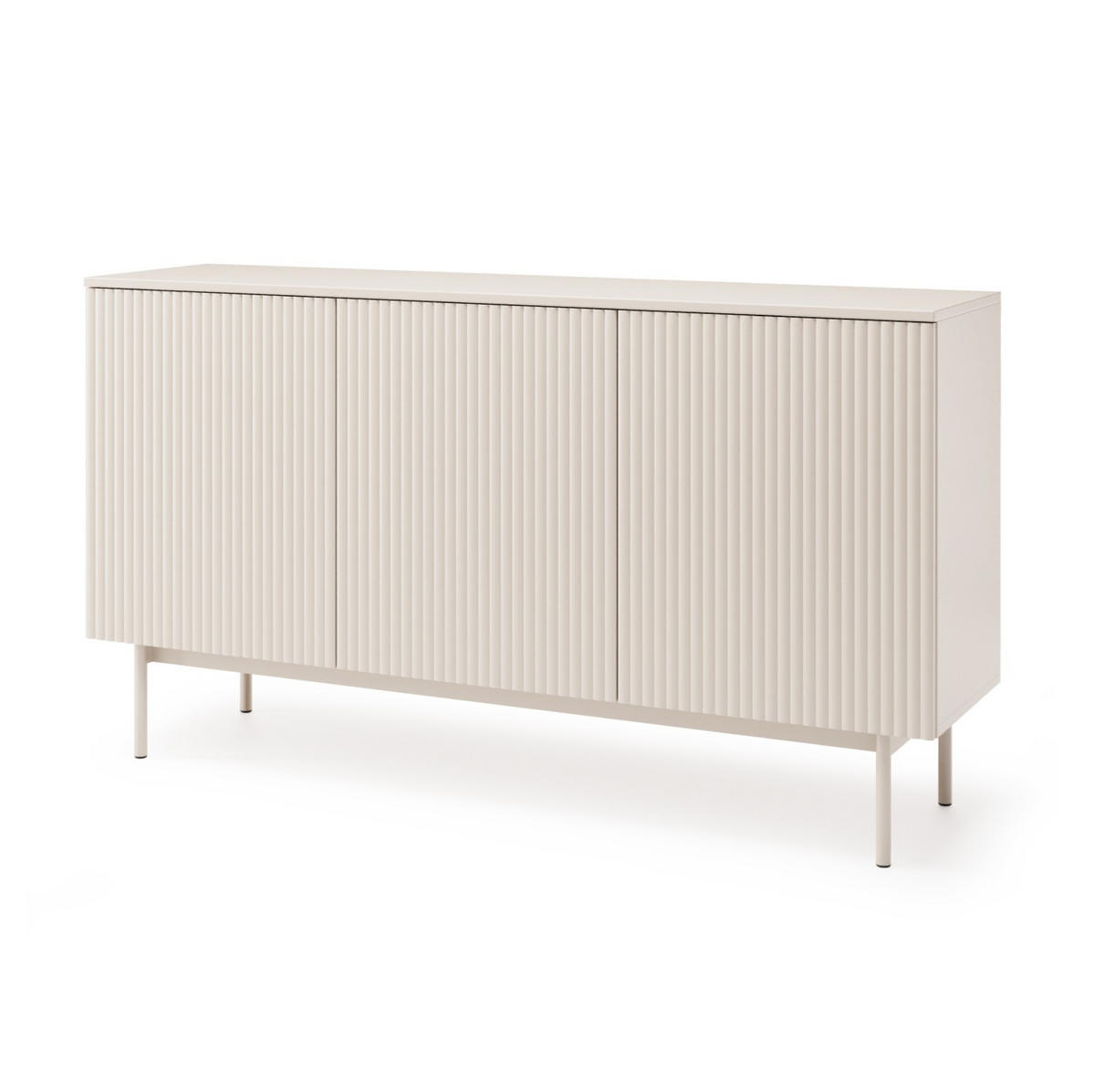 KOMMODE Soft mit 3 Türen und geriffelten Fronten, Kaschmir - Kaschmir, Holzwerkstoff/Metall (150/83/38cm) - Beautysofa