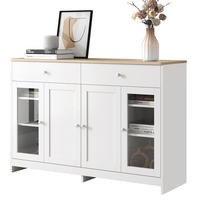 SIDEBOARD mit 2 Schubladen, 4 Türen, verstellbaren Regalböden, holzfarbene Oberseite und weiße Seiten, 120/37/80 cm, Holzfarbe und Weiß - Weiß, Holzwerkstoff (120/80/37cm) - Redom