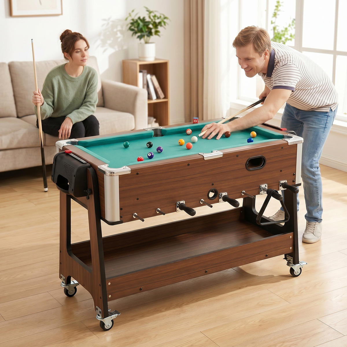 MULTIFUNKTIONS-TISCH MDF Walnuss Weiß - Walnussfarben, Holzwerkstoff (61.5/102.5cm) - SPORTNOW