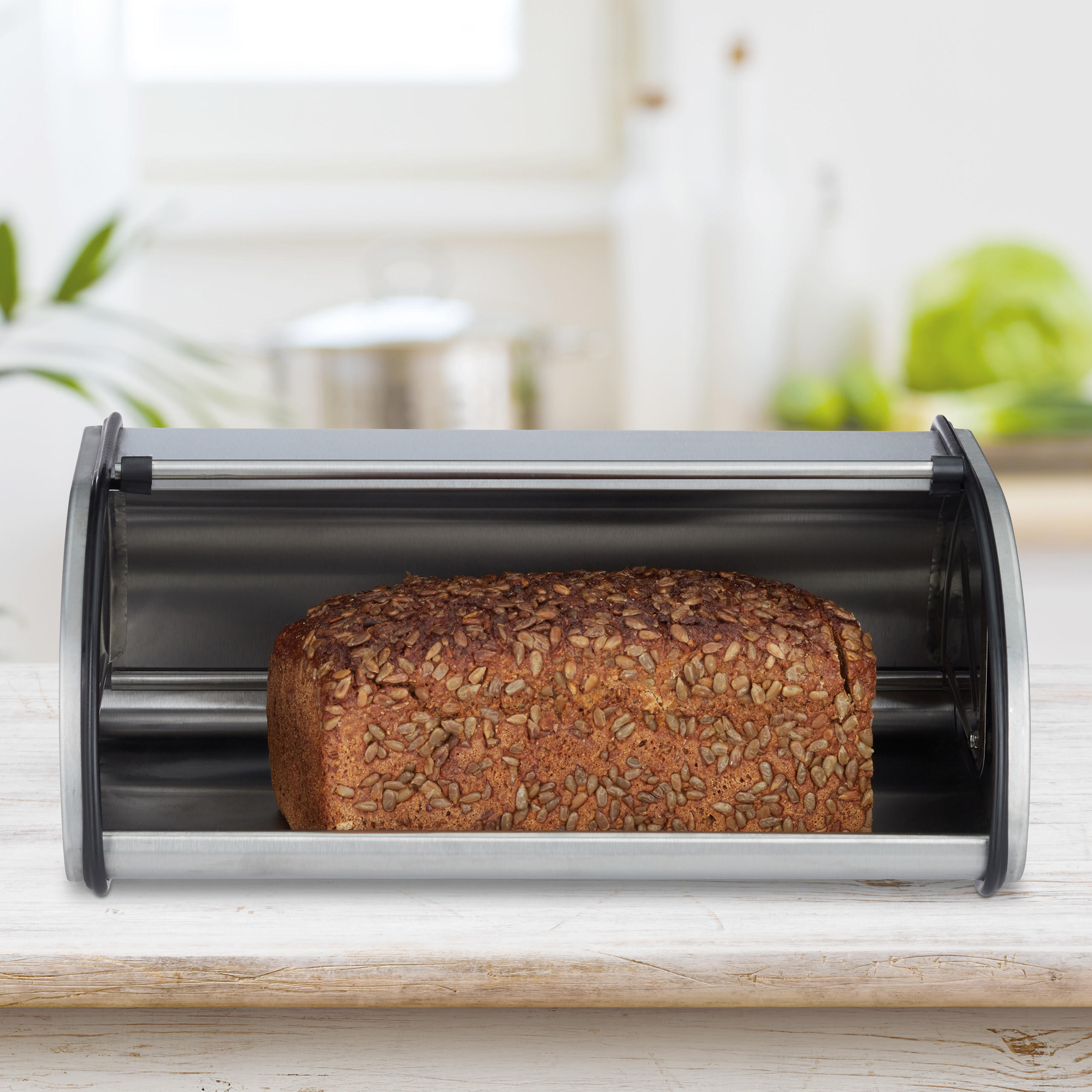 BROTKASTEN - Silberfarben, Metall (33.5/13.5/20.5cm) - Relaxdays