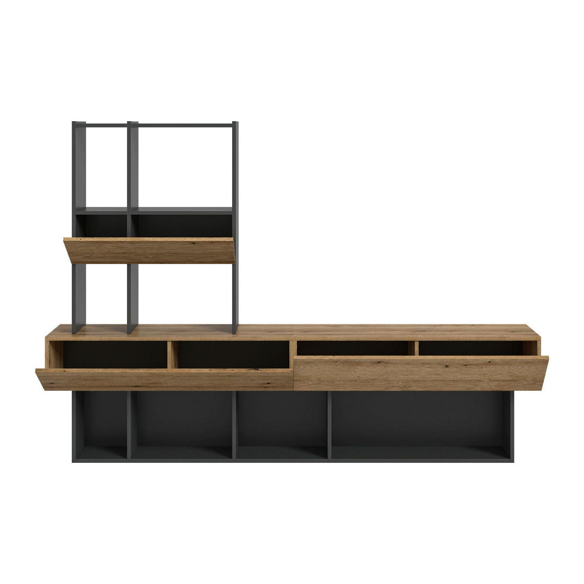 WOHNWAND Lennox 38/210/147 cm - Grau, Holzwerkstoff (210/147/38cm) - Xonox