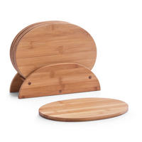 KÜCHENBRETT-SET mit Gestell Bambus 7-teilig - Braun, Naturmaterialien (24/8cm) - ZELLER