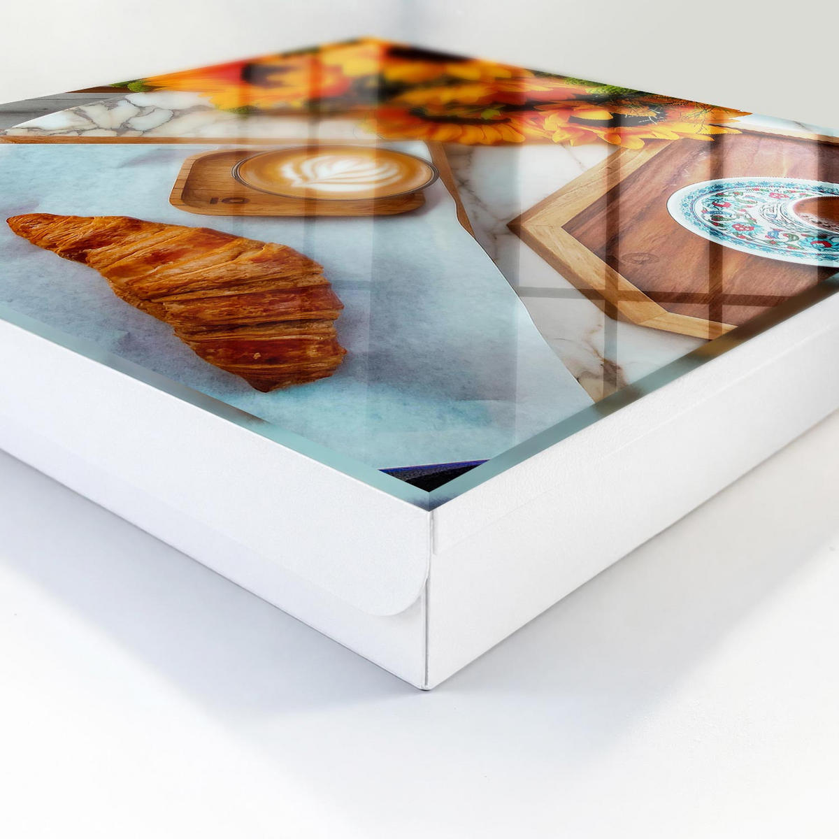 SCHLÜSSELBOX Weiß 30x30 cm – Türöffnung nach rechts - Morgenmomente - Orange, Metall (30/30/5cm) - TULUP
