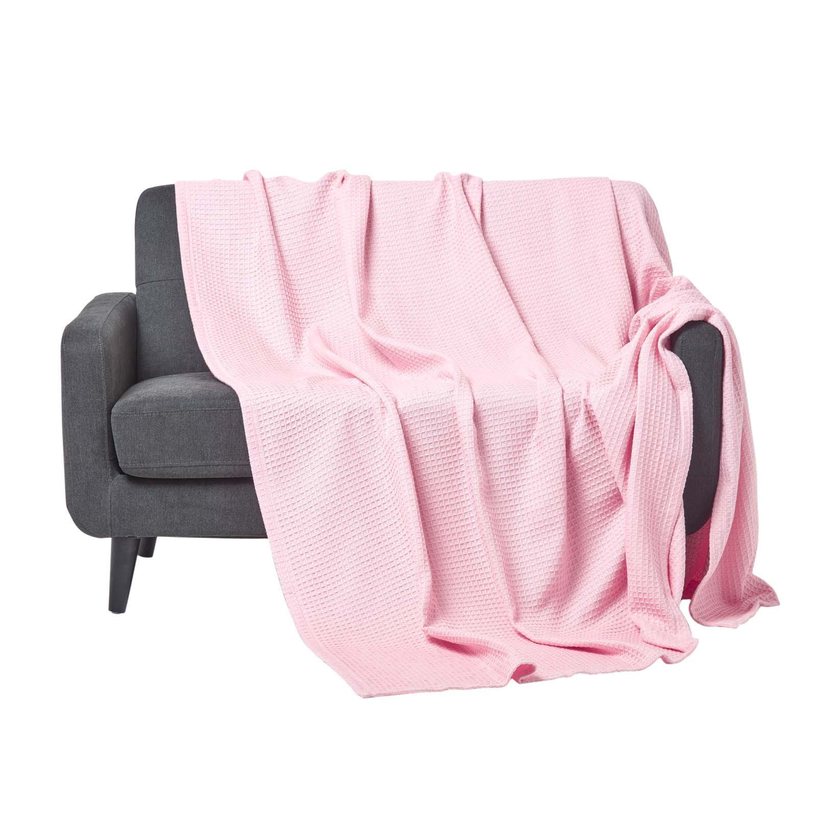 BIO-WOHNDECKE Waffelpiqué 230/230 cm - Rosa, Textil (228/228cm) - Homescapes