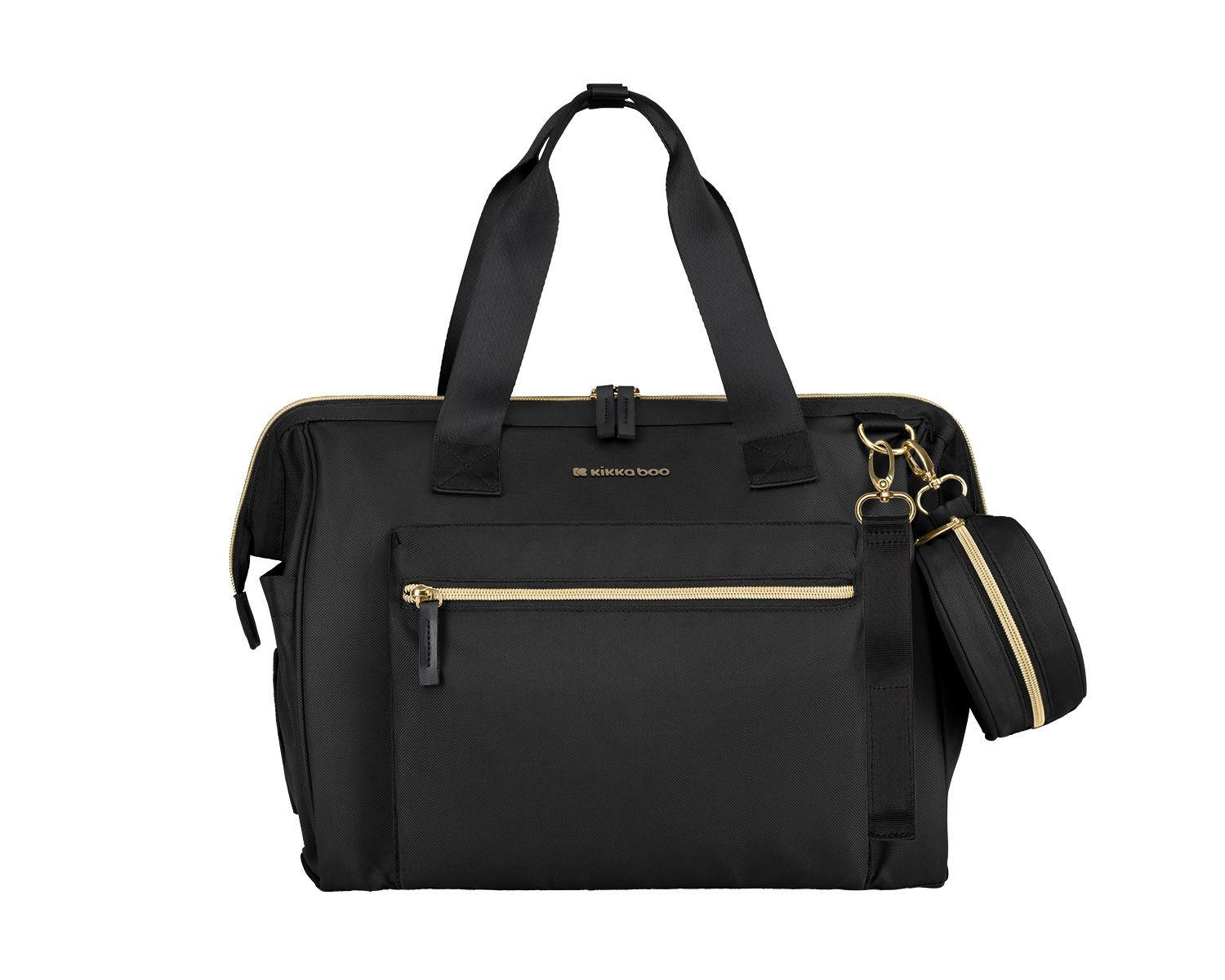 WICKELTASCHE Maxi black Wickelunterlage, kleine Tasche, Reißverschluss, großes Hauptfach - Schwarz, Textil (27/22/40cm) - Kikka boo