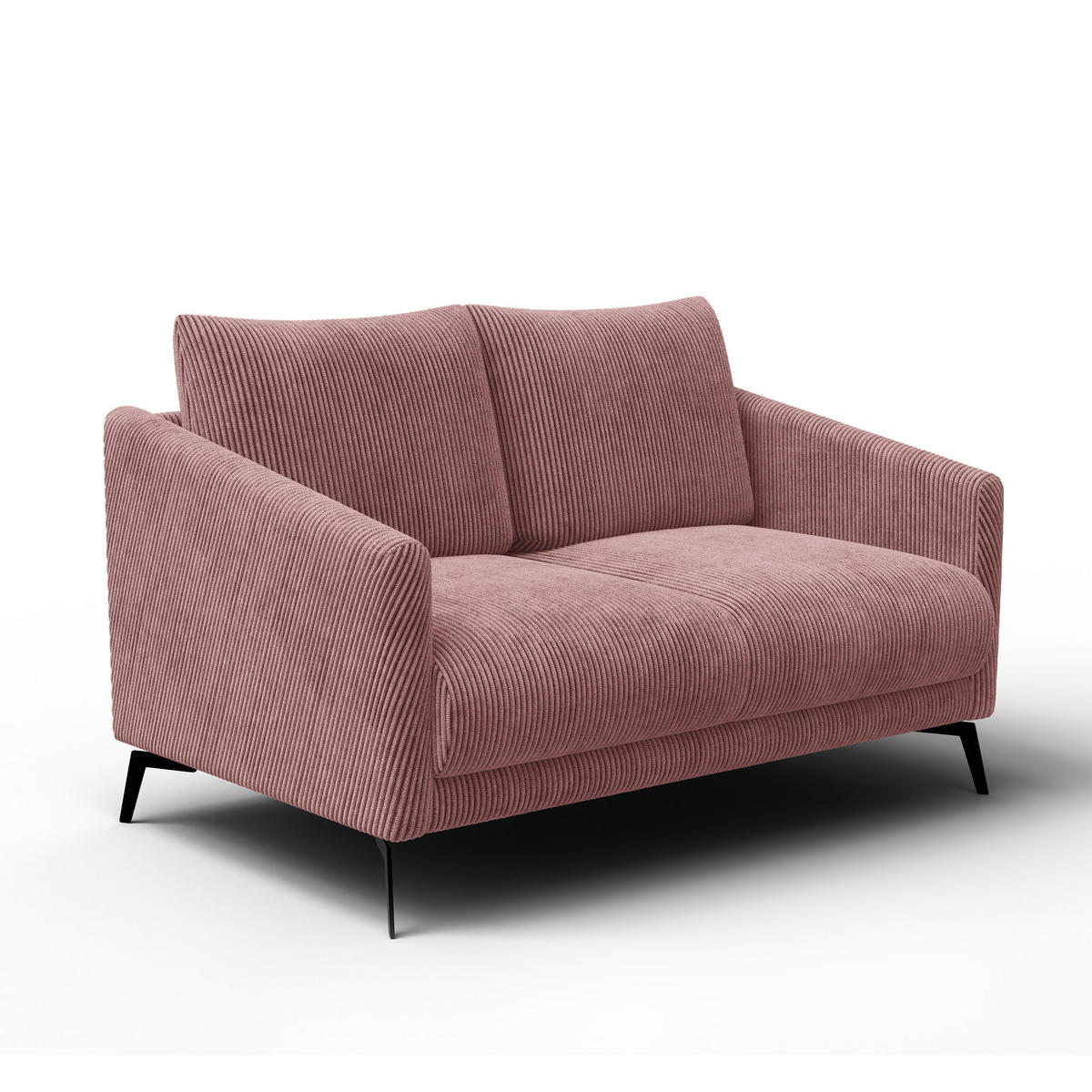 SOFA VILT 2-Sitzer, altrosa - Schwarz/Altrosa, Holzwerkstoff/Textil (142/89/94cm) - Courtois Laville