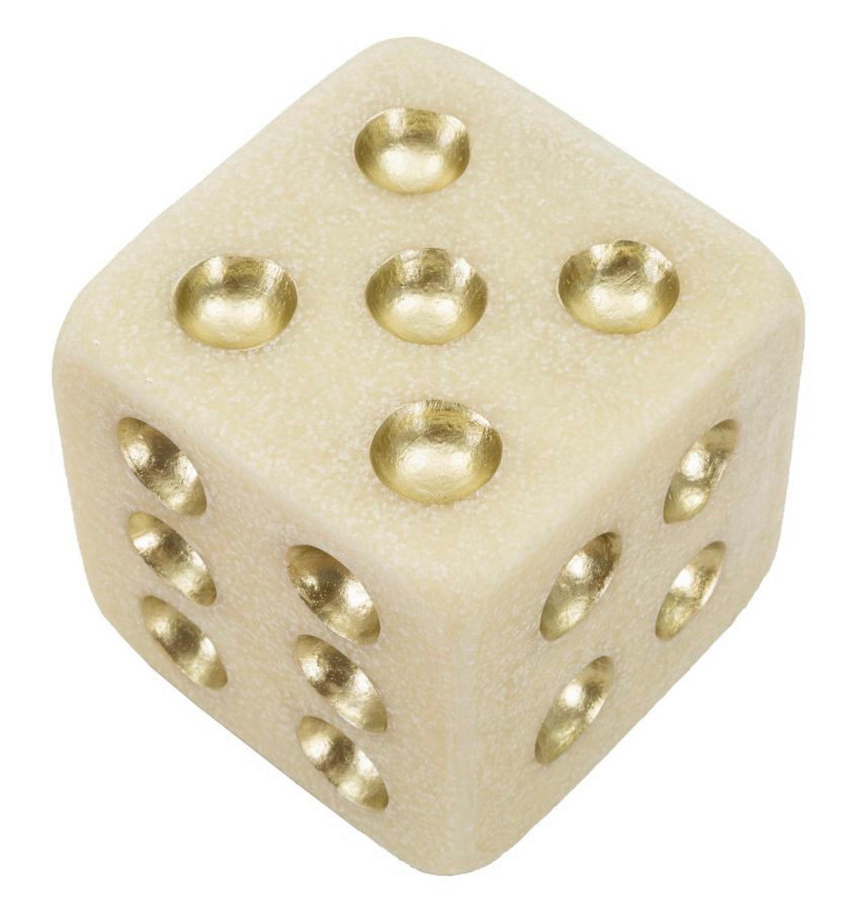 DEKOOBJEKT Dice Quarzy, weiß und goldfarben, Polyresin, 12 x 12 x 12 cm - Goldfarben/Weiß, Kunststoff (12/12/12cm) - Mauro Ferretti