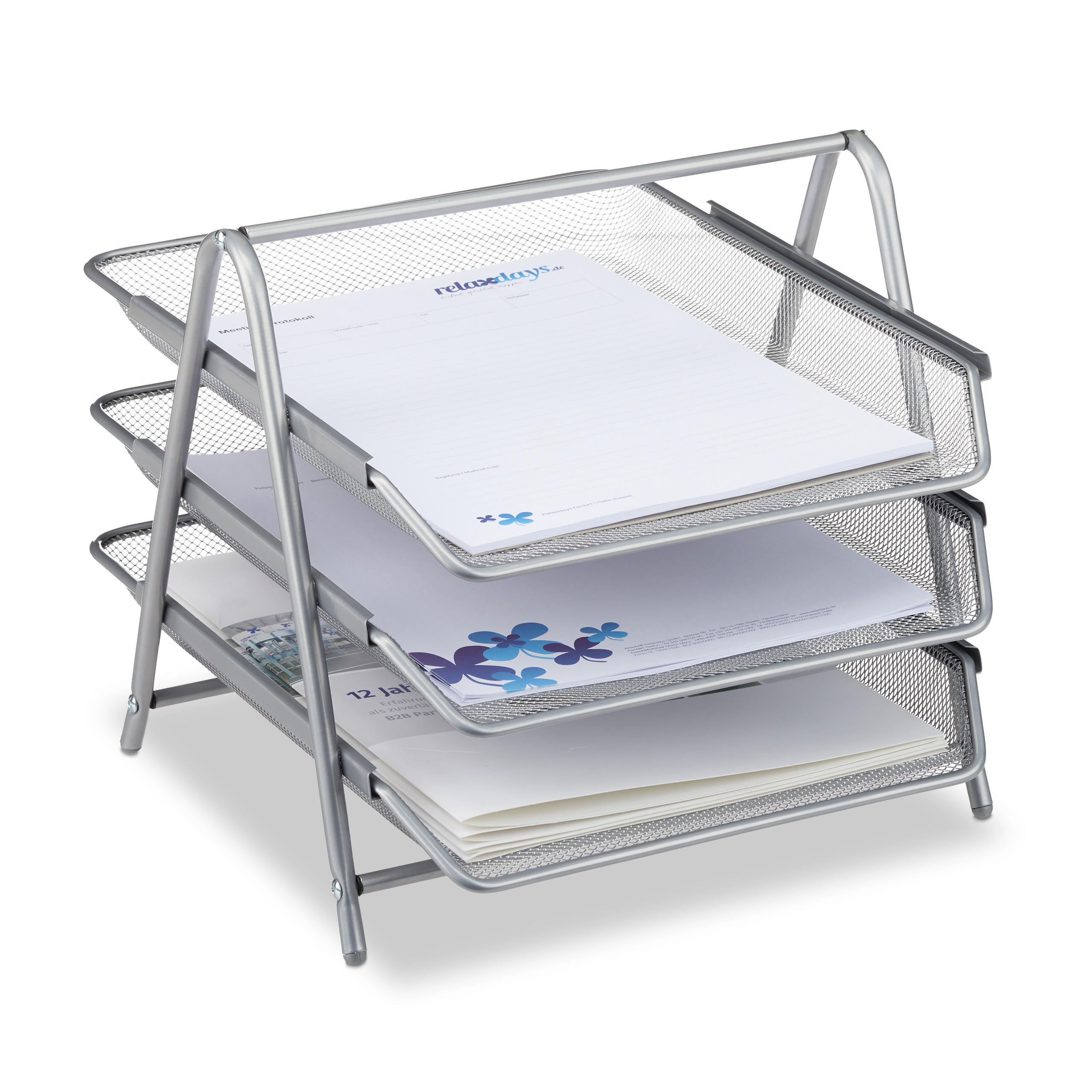 ULOŽENIE dokumentov - strieborná, kov (29.5/27/35.5cm) - Relaxdays