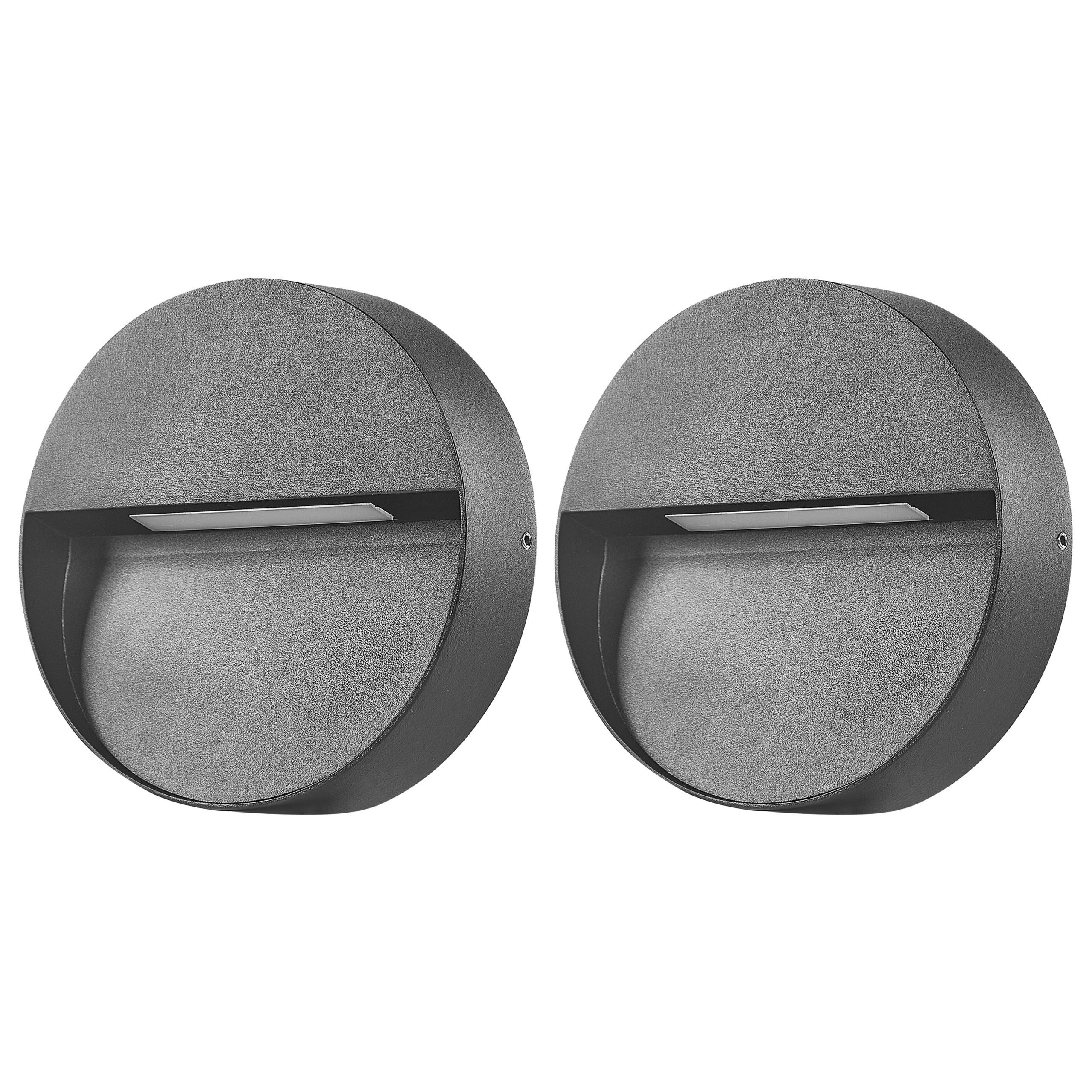 AUSSENWANDLEUCHTE 2er Set Schwarz Pompton - Schwarz, Metall (15/15/4cm) - Beliani