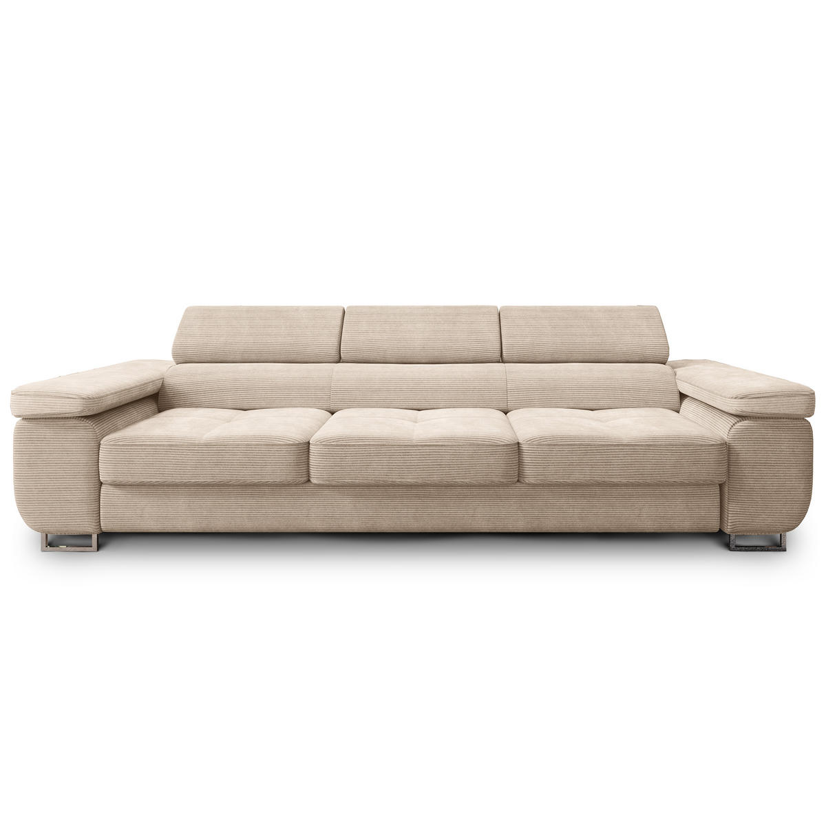 BETTSOFA MOSINE Creme Kordstoff mit Schlaffunktion - Creme, Textil (281/87/98cm) - MASSENO