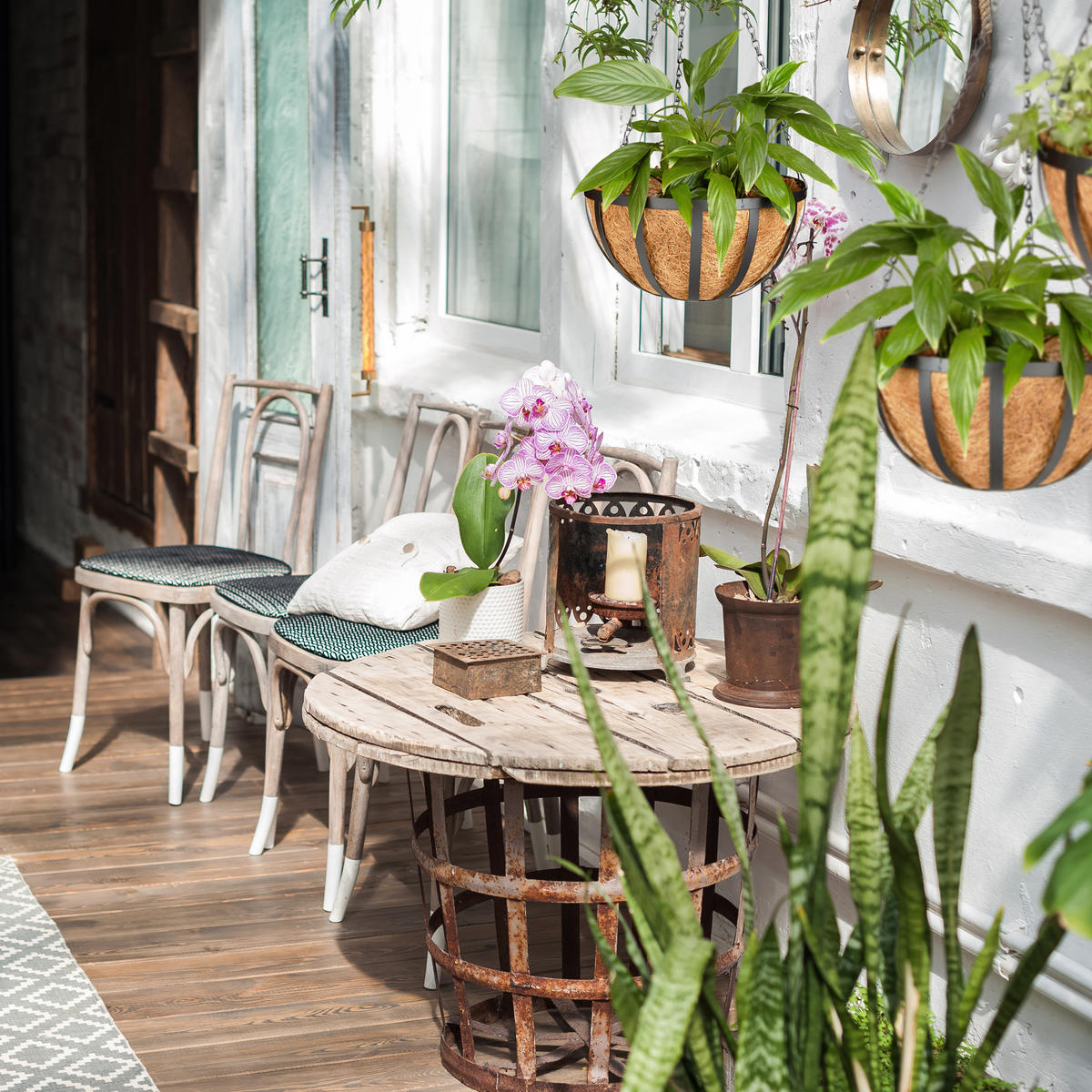 3XBLUMENAMPEL - Braun, Textil/Metall (30/65/30cm) - Relaxdays