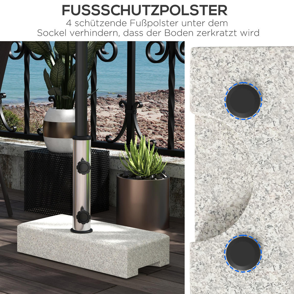 SONNENSCHIRMSTÄNDER, Granit, Grau - Grau, Stein (22.5/45cm) - Outsunny