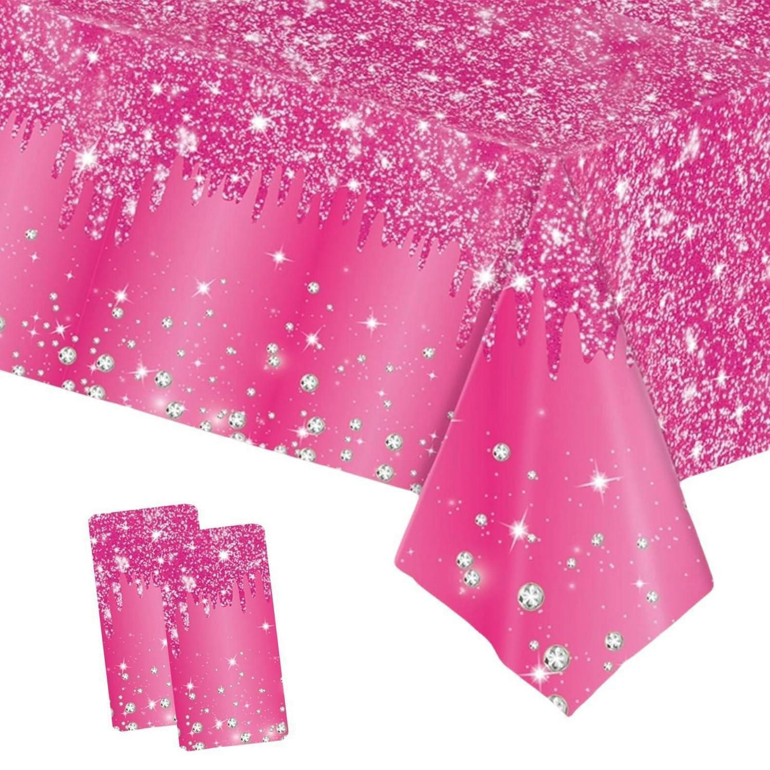 TISCHDECKE 2-teiliges Set 137 x 274 cm Heißrosa Pailletten Druck - Pink, Kunststoff (274/137/1.5cm)