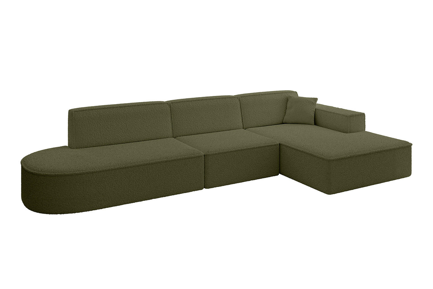ECKSOFA Ottomane Rechts IREA-L2-v4 - 327x165x77 cm Grün - Platinfarben, Holzwerkstoff/Textil (327/165cm) - ALTDECOR