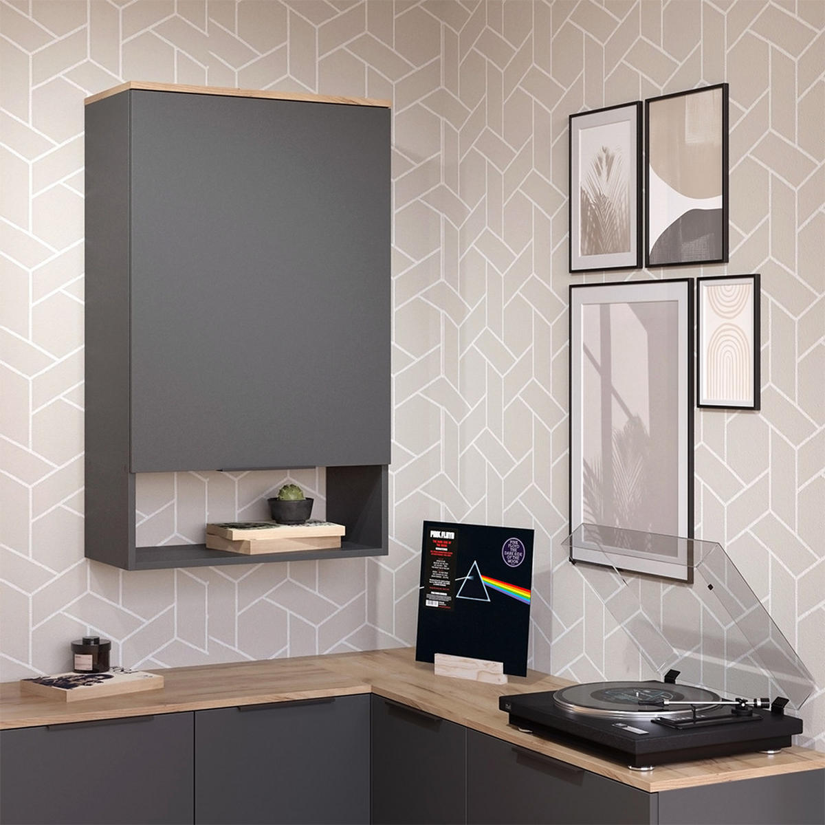 KREDENC Wido Antracit - Sonoma dub/antracitová, kompozitní dřevo (60/100/30cm) - Vicco