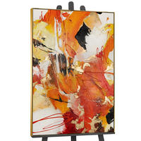 GEMÄLDE Orangene Explosion Schattenfugenrahmen Gold 140x100 cm - Goldfarben, Holz (140/100cm) - YS-art gallery