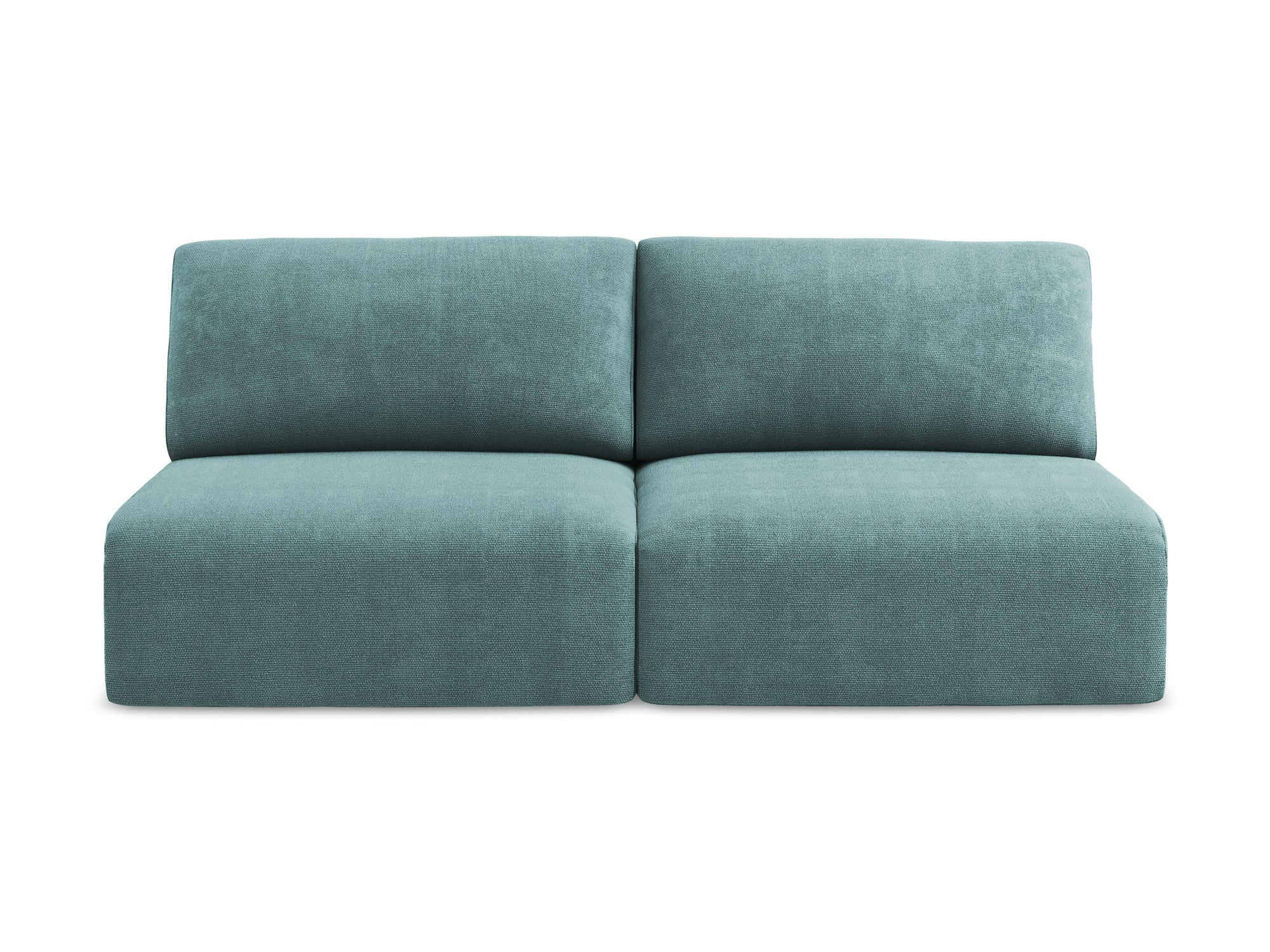 3-SITZER SOFA mit Schlaffunktion Chenille Stoff Blau - Blau/Beige, Kunststoff/Textil (216/79/102cm) - Makamii