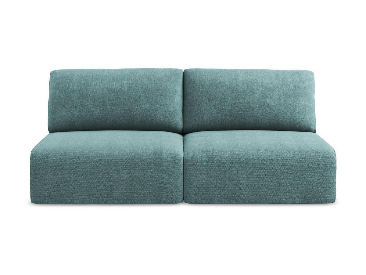 3-SITZER SOFA mit Schlaffunktion Chenille Stoff Blau - Blau/Beige, Kunststoff/Textil (216/79/102cm) - Makamii