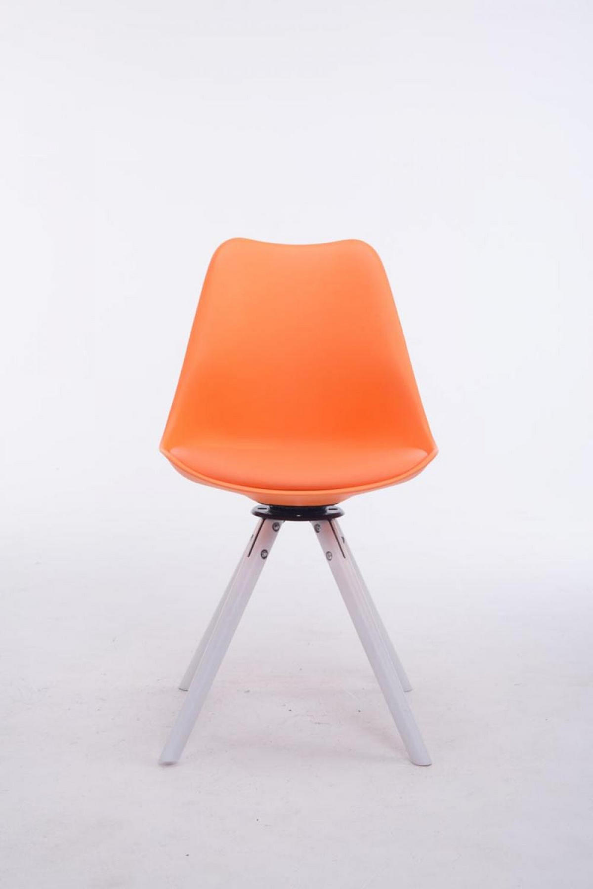 STUHL Lederlook orange - Weiß/Orange, Holz/Textil (48/84/56cm) - CLP