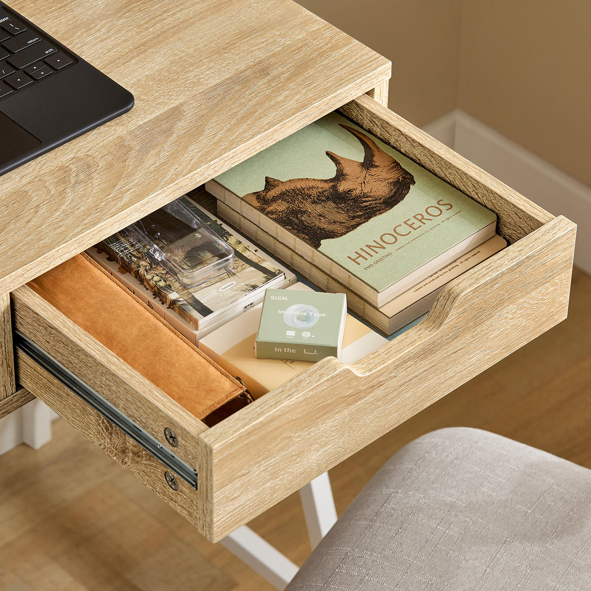 SCHREIBTISCH NATUR - Naturfarben, Holzwerkstoff (50/81/100cm) - SoBuy