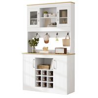 KÜCHENBUFFET mit Glastüren Weinregal 106 x 39 x 175 cm Weiß/Natur - Weiß, Holzwerkstoff (39/175/106cm) - Meubliv