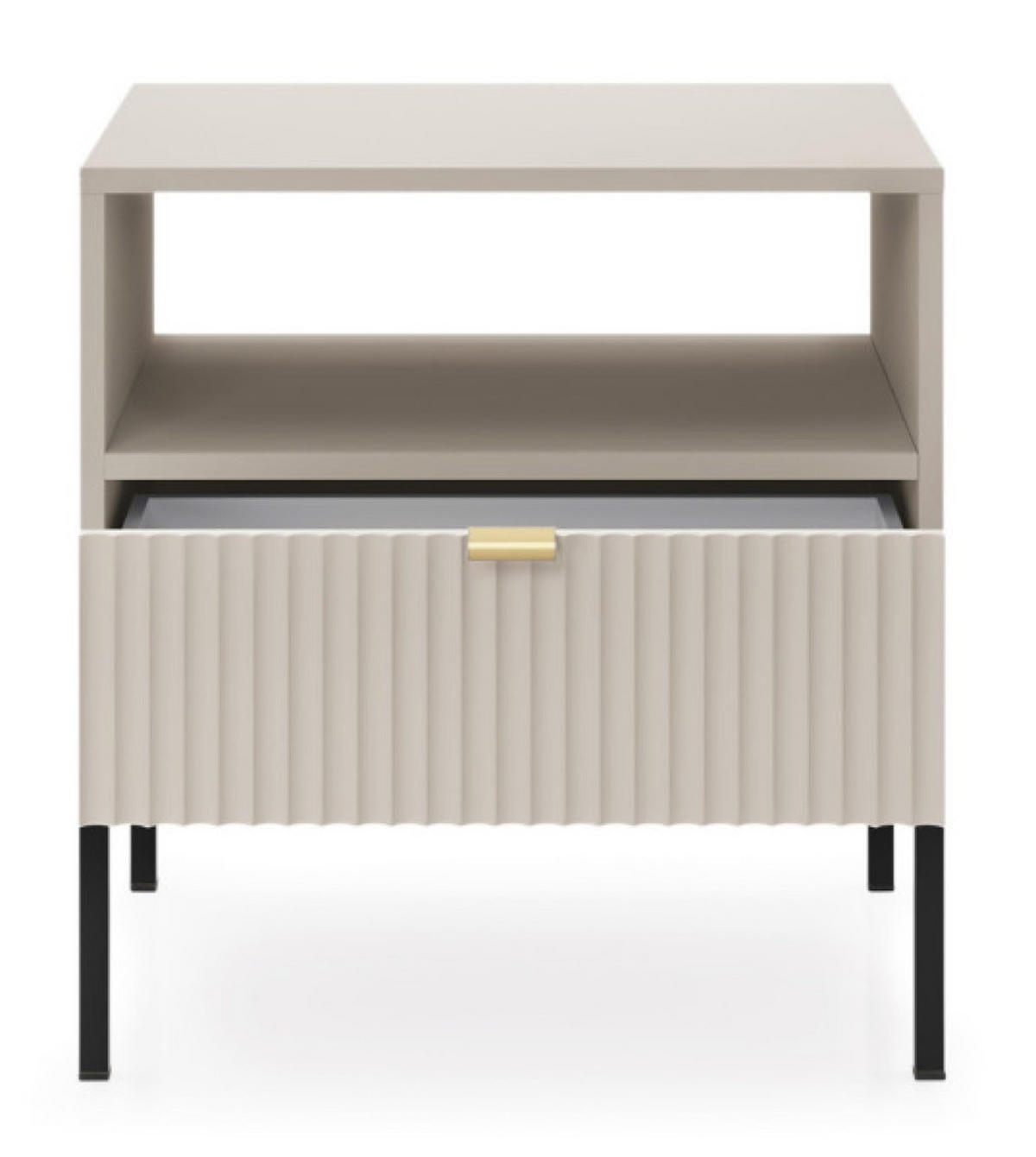 NACHTTISCH Kaschmir Schwarz NEW Mit Metallgestell 54x39x56 cm - Ecru/Kaschmir, Holzwerkstoff (54/56/39cm) - Sepro Meble