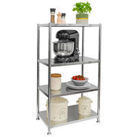 EDELSTAHL-REGAL 61x36x113 cm bis 60kg inkl. 4 Ebenen - Silberfarben, Metall (35/113/60cm) - shelfr