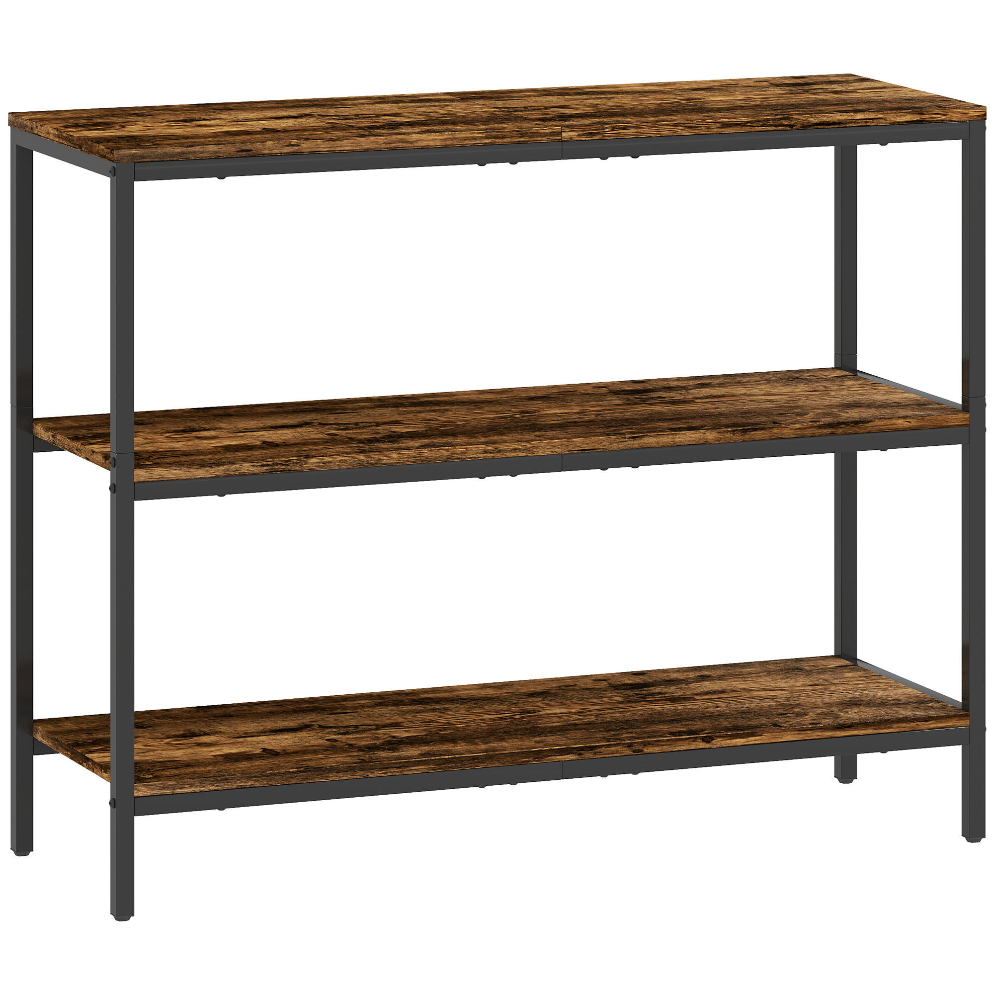 KONSOLENTISCH Spanplatte Metall Rustikal-Braun - Schwarz/Braun, Holzwerkstoff/Metall (101/35/80cm) - HOMCOM