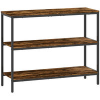 KONSOLENTISCH Spanplatte Metall Rustikal-Braun - Schwarz/Braun, Holzwerkstoff/Metall (101/35/80cm) - HOMCOM