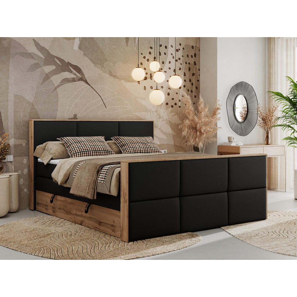 Thumbnail - MKS Boxspringbett, Schwarz, Textil, 2-Sitzer, H4, Rechteckig, 200x200 cm, Oeko-Tex®, Schlafzimmer, Betten, Boxspringbett...