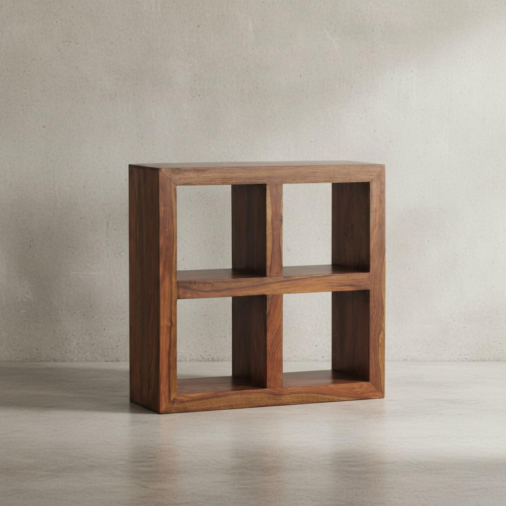 STANDREGAL – Naturholz, Massiv, 4 Fächer, 82x82x34 cm - Braun, Holz (82/82/34cm) - KADIMA DESIGN