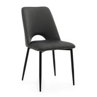 STUHL ORO gepolsterter mit Steppung - grau - Samt Velour - Schwarz/Grau, Textil/Metall (47/91/55cm) - NEW HOME