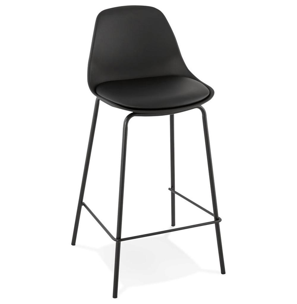 BARHOCKER Kunstleder Metallgestell Sitzhöhe 65cm Rückenlehne RENIXA MINI, Schwarz 42x41,5x86,5 cm - Schwarz, Kunststoff/Textil (42/87/42cm) - KADIMA DESIGN