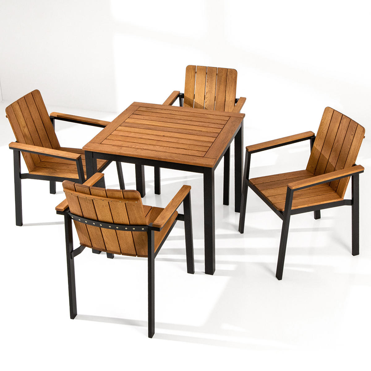 GARTEN ESSGRUPPE LENTI, Gartenmöbel-Set, 5-er Set - Anthrazit/Braun, Holz - KONSIMO®