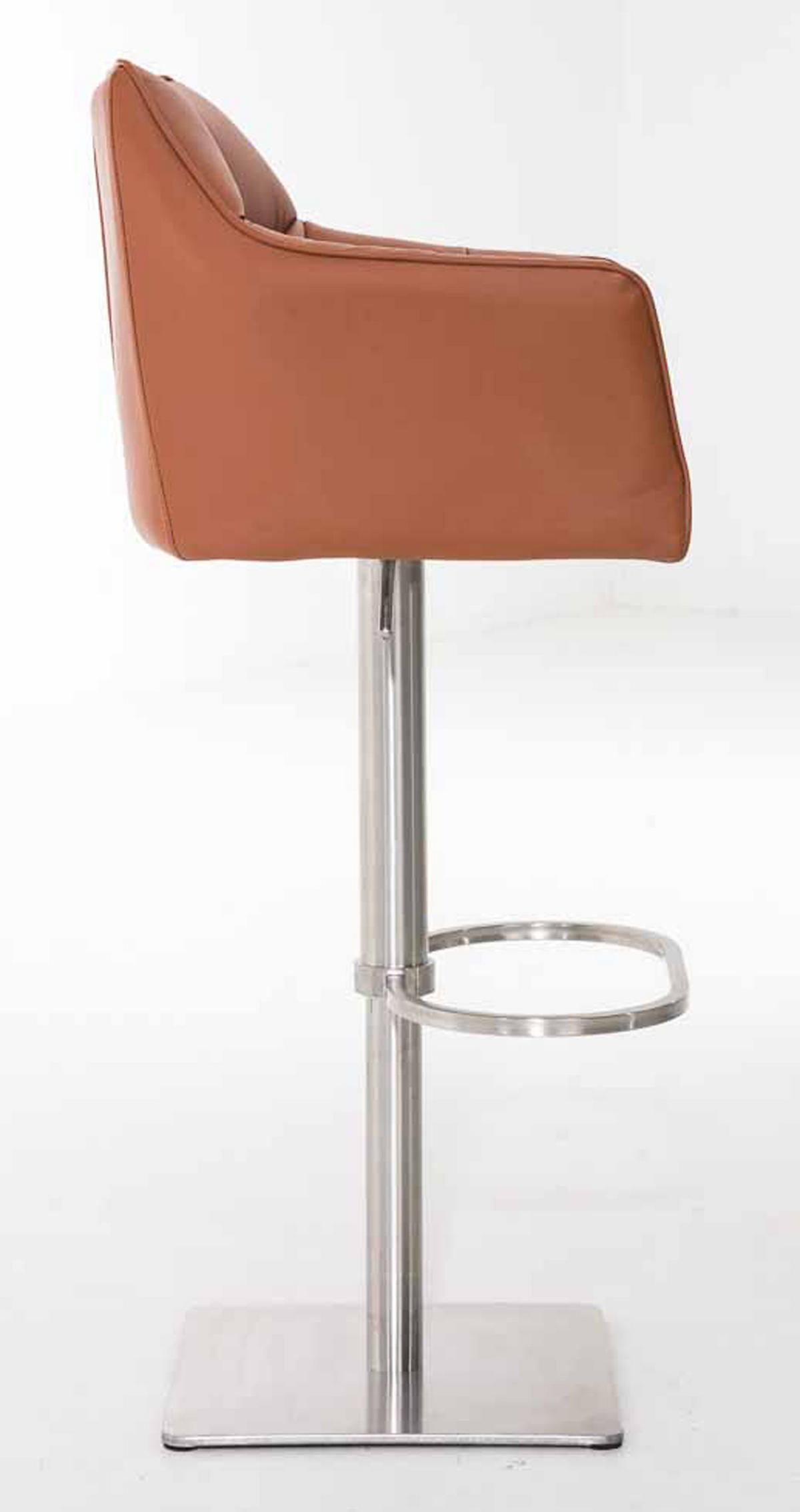 BARHOCKER 2er Set Damaskus Kunstleder edelstahl hellbraun - Edelstahlfarben/Braun, Kunststoff/Metall (64/110/48cm) - TPFLiving