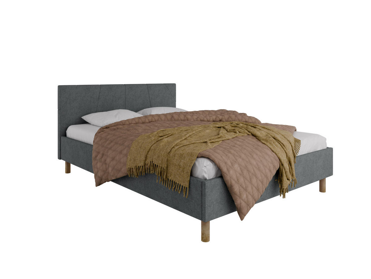 POLSTERBETT ALMORE 140x200cm Elegantes Polsterbett für modernen Wohnstil , Federkernmatratze ELDAR (18cm), grau - Grau, Holz (140/200cm) - Panda Möbel