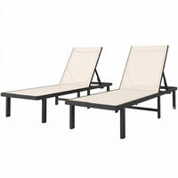 SONNENLIEGE Set aus 2 verstellbaren Sonnenliegen mit Rollen verstellbarer Rückenlehne ,4-stufig ，190*62*88 cm - Beige, Metall (62/88/190cm) - Vallsero