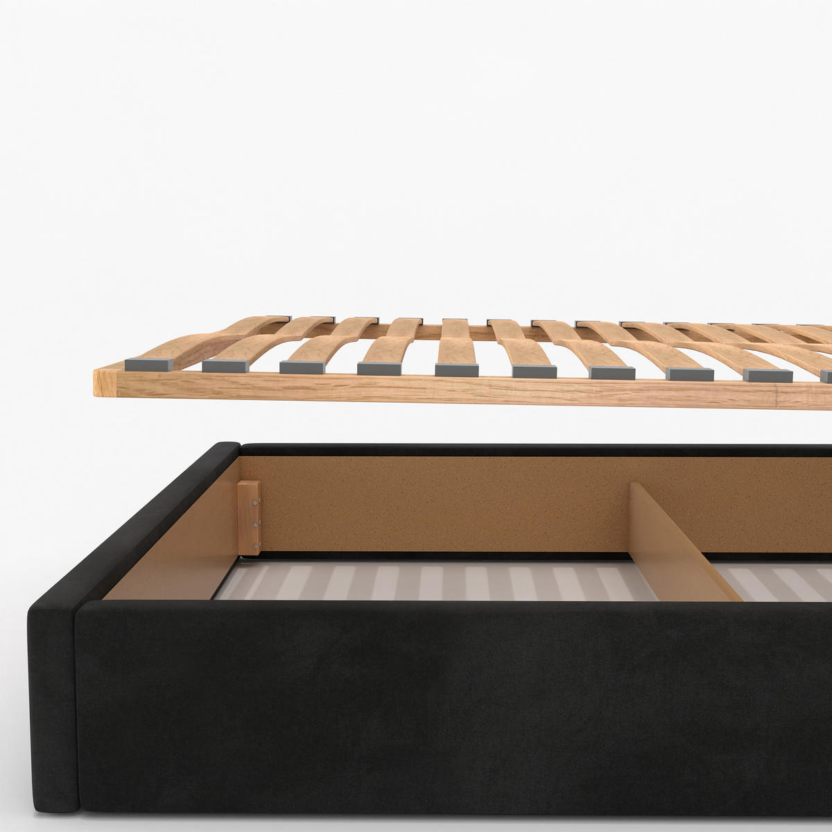 POLSTERBETT 140x200cm Bett mit Stauraum Lattenrost Schwarz - Schwarz, Holz/Holzwerkstoff (140/200cm) - Muralo