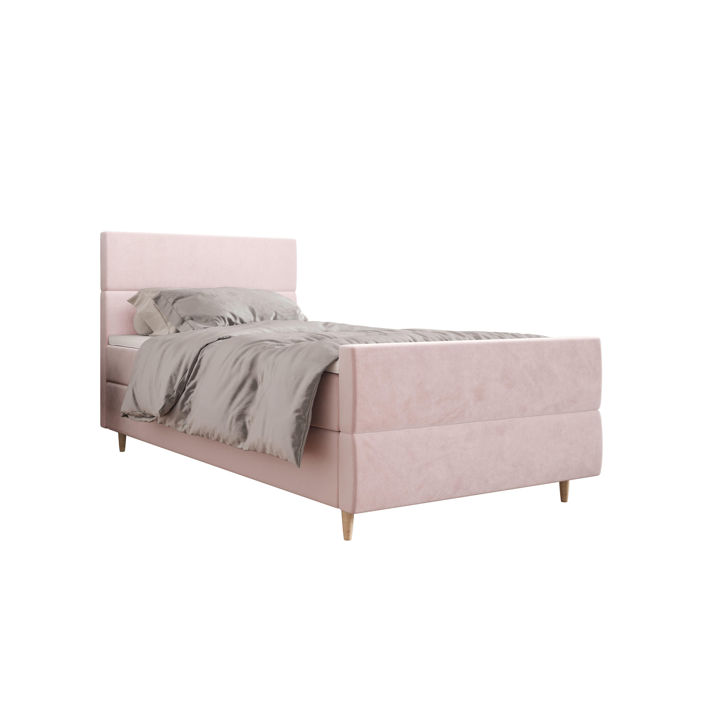 BOXBETT FLO PLUS 100x200 Itaka 58, mit Matratze H3 und Topper, Rosa - Rosa, Holz/Textil (100/200cm) - Bedante