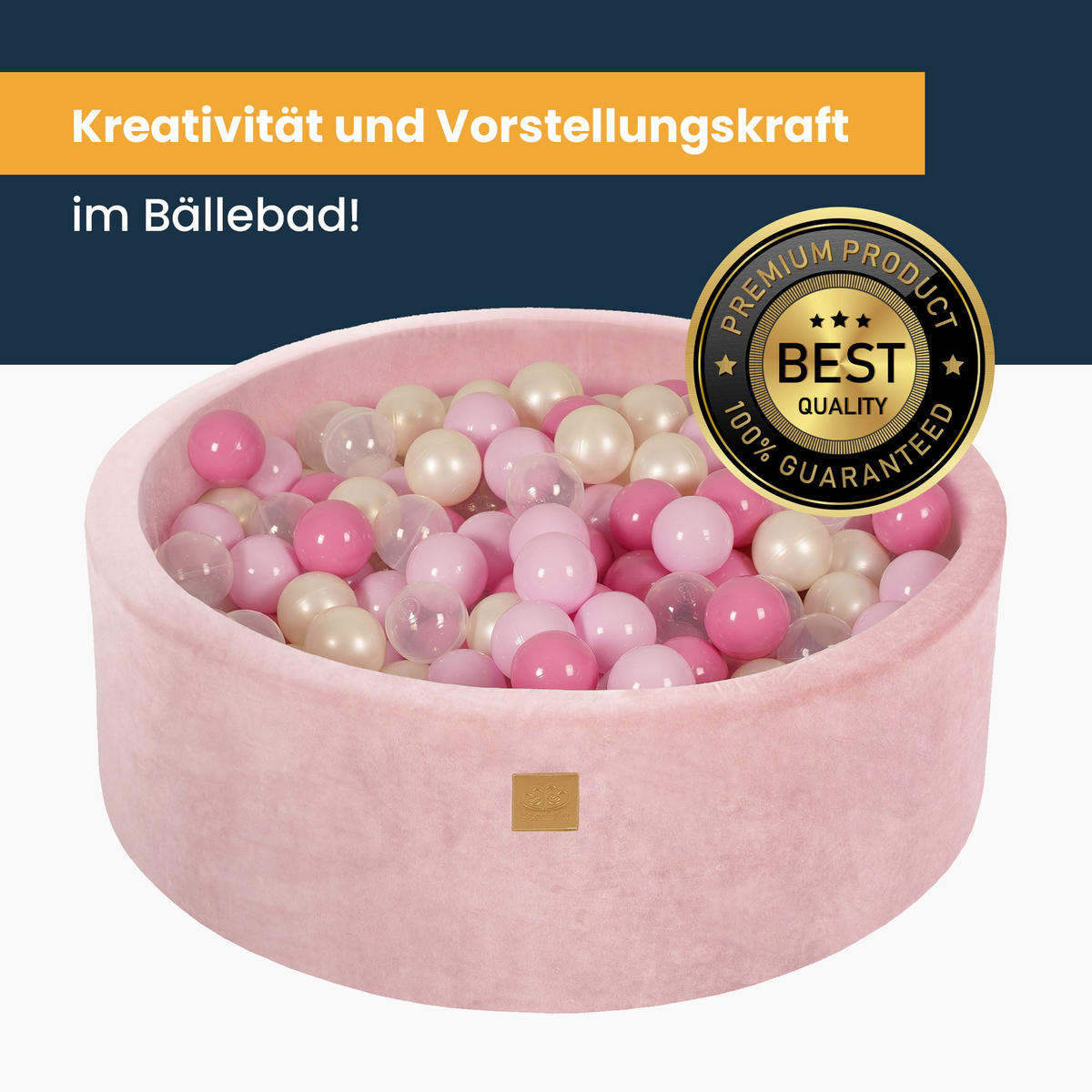 BÄLLEBAD für Kinder, Samt, Ecru - Ecru/Beige, Textil (90/90/40cm) - MeowBaby