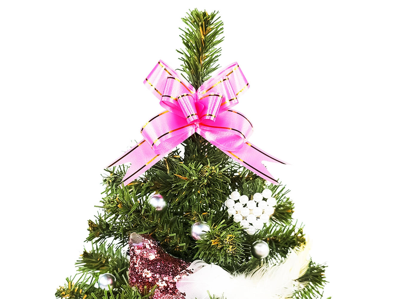 LAALU WEIHNACHTSBAUM geschmückt künstlich mit 13 Ornamenten TINY 2 im Topf 25 cm - Silberfarben/Weiß, Kunststoff (25cm) - LAALU