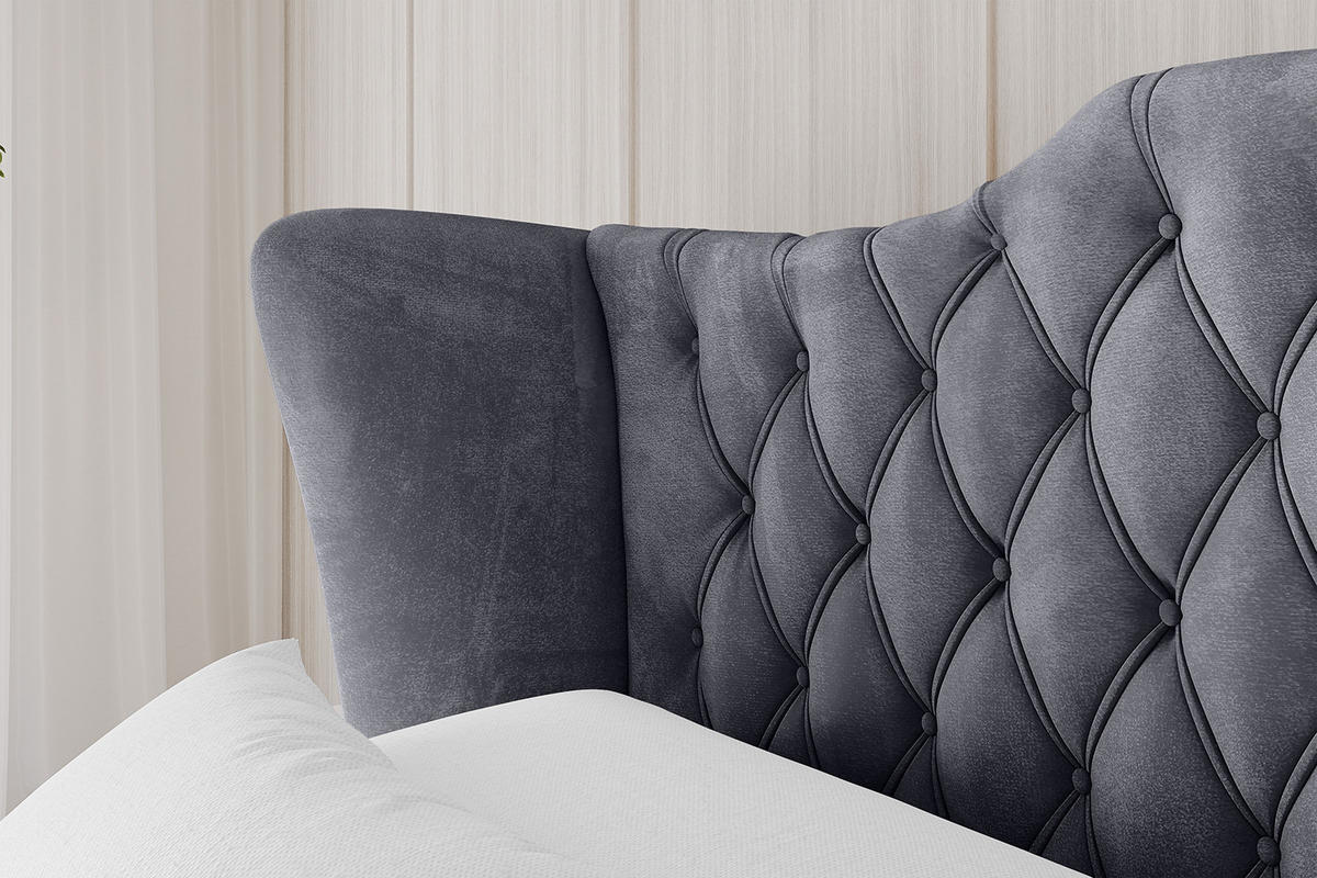 POLSTERBETT mit Bettkasten und Lattenrost, Boxbett ohne Matratze - ZORAN 160x200 Dunkelgrau - Dunkelgrau, Holzwerkstoff/Textil (160/200cm) - ALTDECOR