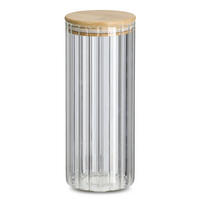 GLASBEHÄLTER Grooves 1100 ml - Transparent, Glas (9/22.5/9cm)